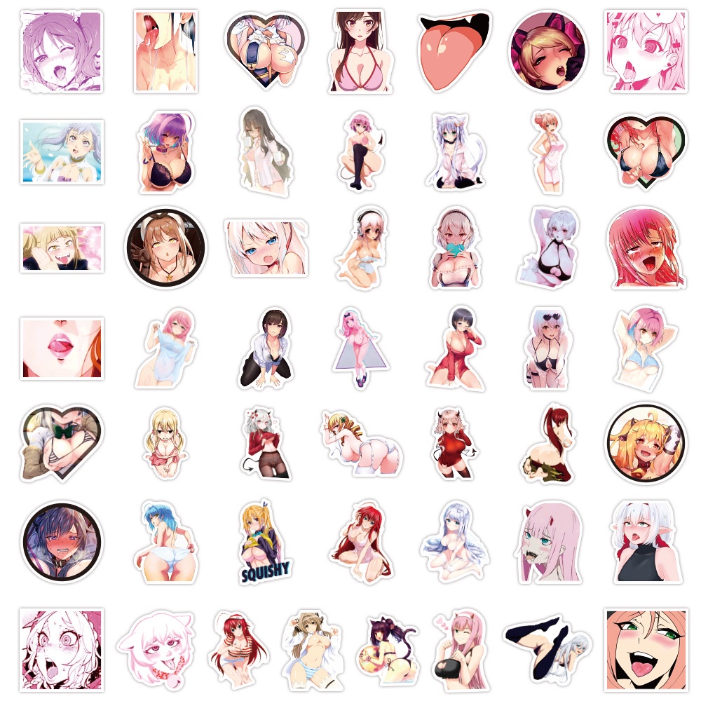 200/100/50 Nhãn Dán Trang Trí In Hình Anime Hentai Bunny Waifu
