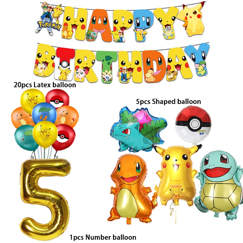 Bong Bóng Hình Pikachu Hoạt Hình Dùng Một Lần Trang Trí Tiệc Sinh Nhật Cho Bé