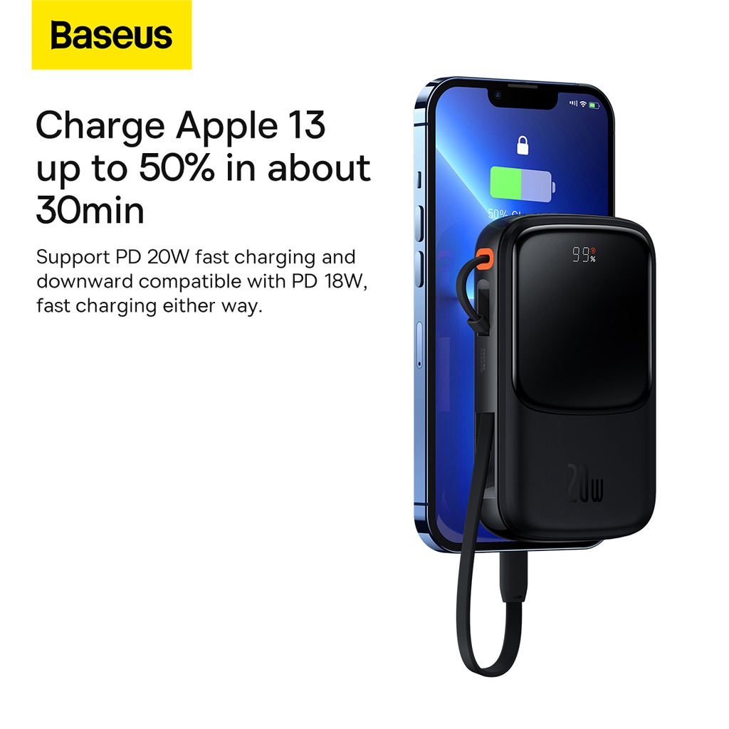 Sạc Dự Phòng Baseus 10000mAh 2.4A 20W/22.5W Tích Hợp Màn Hình Kỹ Thuật Số Cho IOS/Type-C
