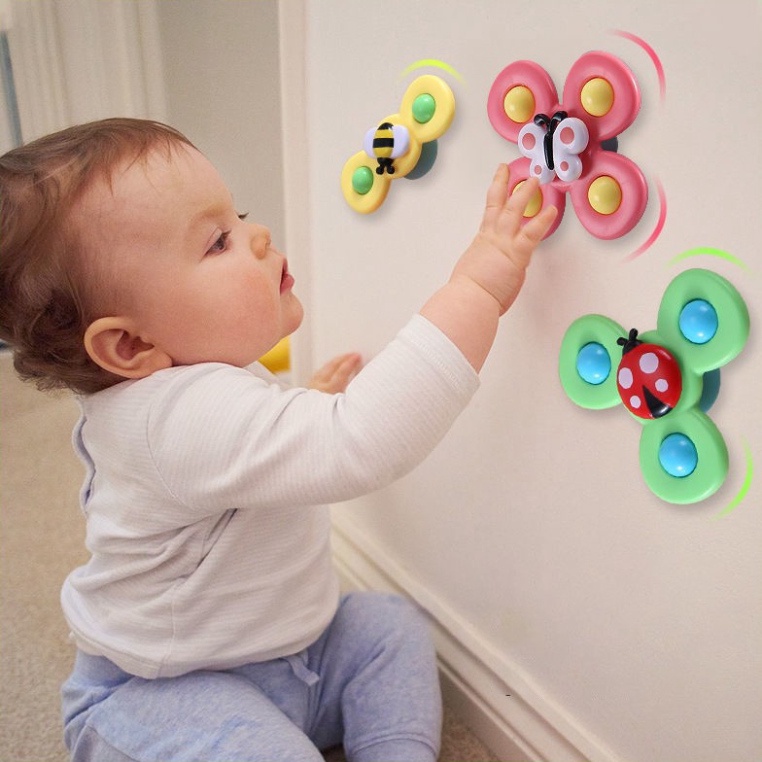 Sét 3 Con Quay Đồ Chơi Fidget Spinner Dán Tường, Thiết Kế Hình Động Vật Hoạt Hình Độc Đáo Dành Cho Bé