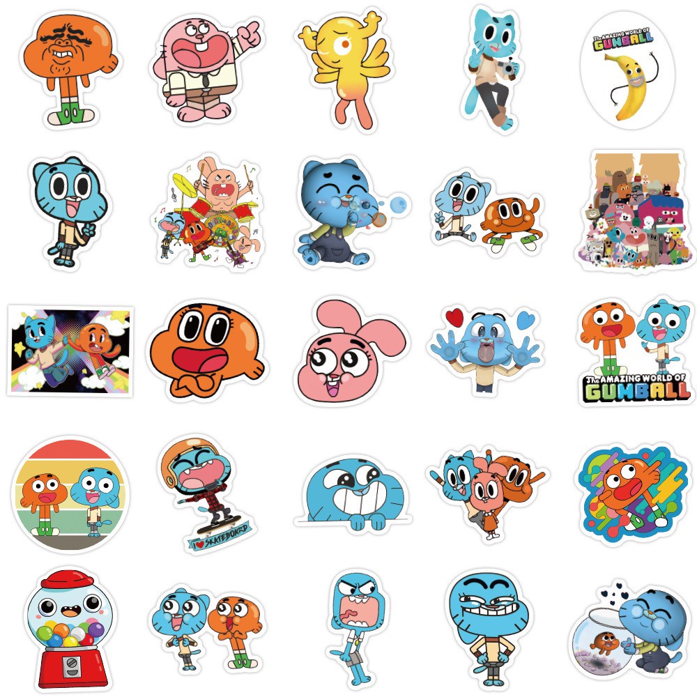 JOJO· Bộ Hình Dán Chống Thấm The Amazing World of Gumball, 50 tờ/bộ