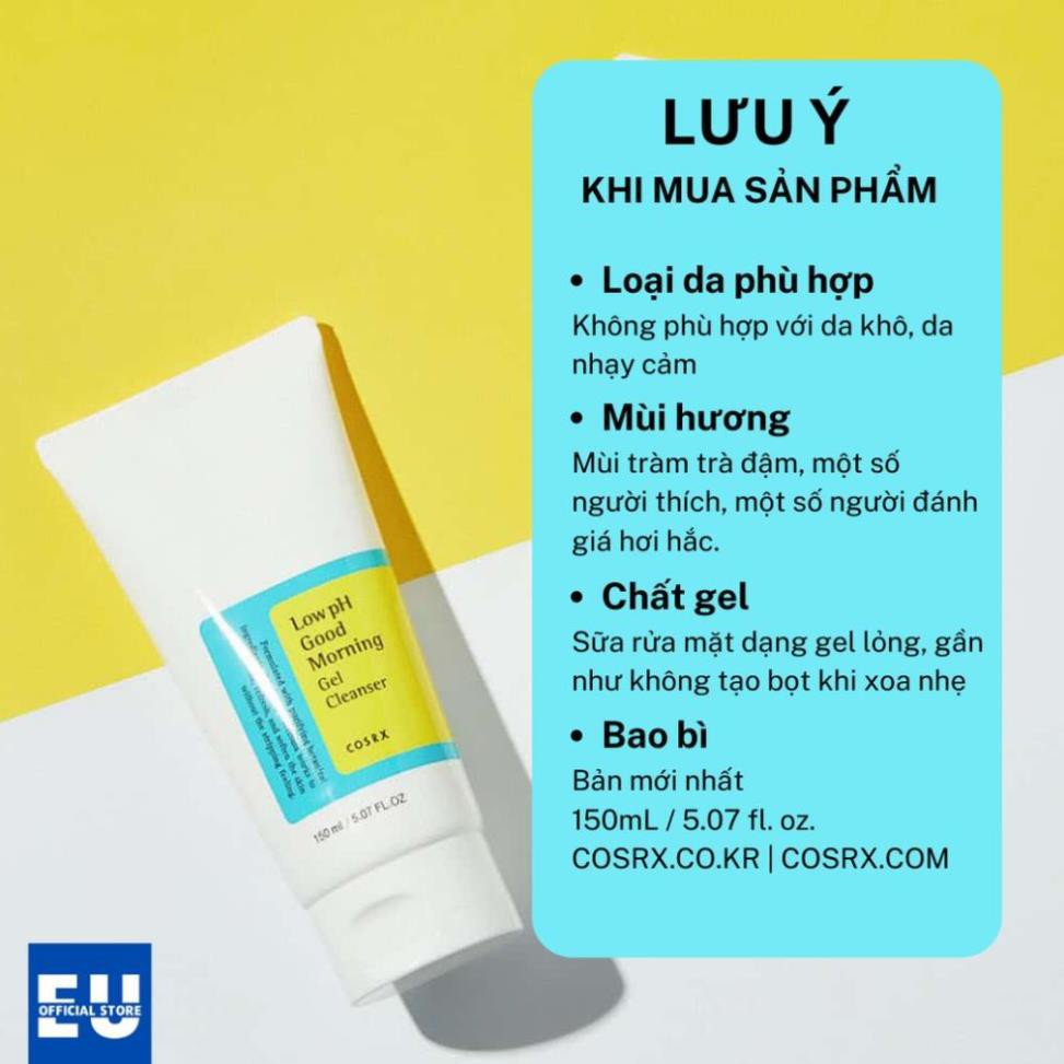 [Chính Hãng] Sữa Rửa Mặt Cosrx Low Ph Good Morning Gel Cleanser Dạng Gel 150ml Chiết Từ Dầu Cây Trà | BigBuy360 - bigbuy360.vn