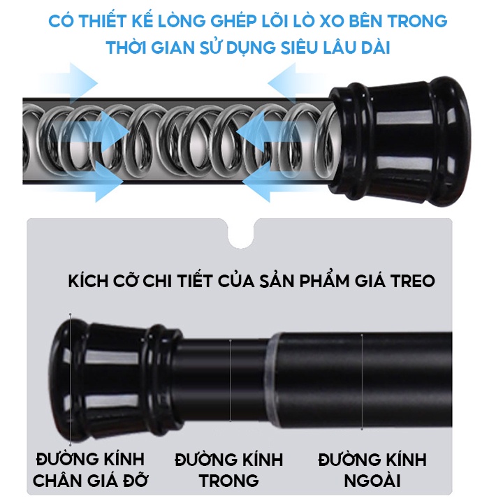 Thanh Treo Rèm Cửa Phòng Ngủ Phòng Tắm Rèm Che Vách Ngăn Cây Treo Quần Áo Tiện Lợi Đa Năng Lắp Đặt Không Cần Khoan
