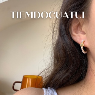 Bông tai S925 Colette khoen tròn đính ngọc - Tiemdocuatui BT060