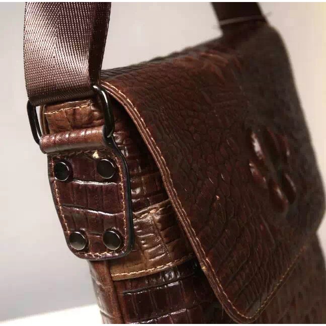 Túi đeo chéo nam, túi đựng ipad da bò thật dập vân cá sấu sang trọng lịch lãm đẳng cấp