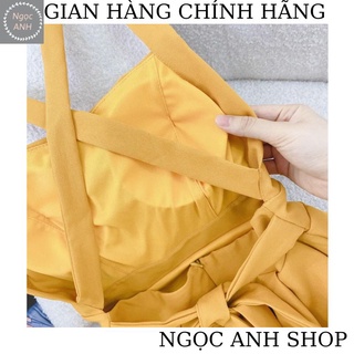 Đầm maxi vàng hở lưng đi biển