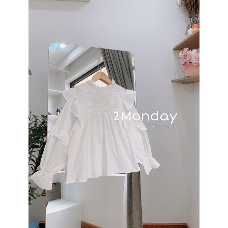 Áo babydoll trắng cánh tiên Ulzzang thiết kế độc lạ Áo sơ mi trắng tay bèo