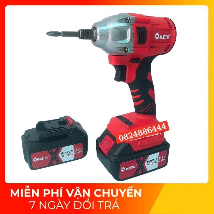 [Chính Hãng] Xiết bulong Ken 118V không chổi than 2 chức năng - tặng 1 đầu khẩu 22mm, 1 đầu khẩu bắt vít, 1 mũi bắt vít