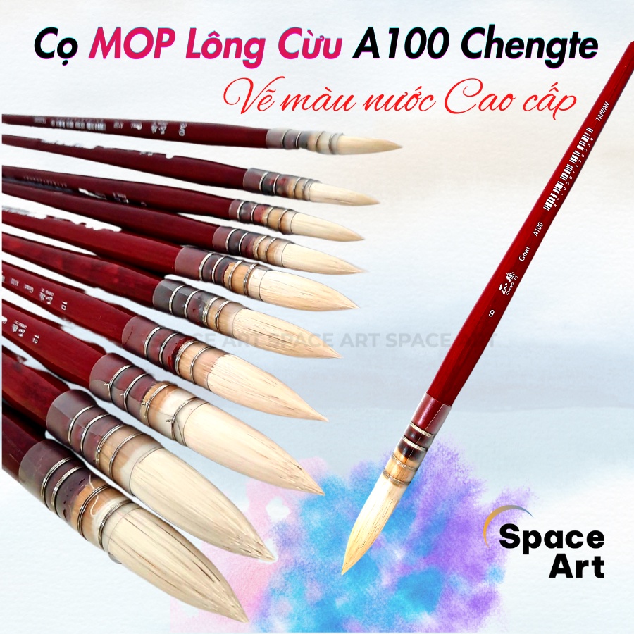 Cọ MOP A100 Lông Cừu CHENGTE vẽ màu nước cao cấp (số 6-20)