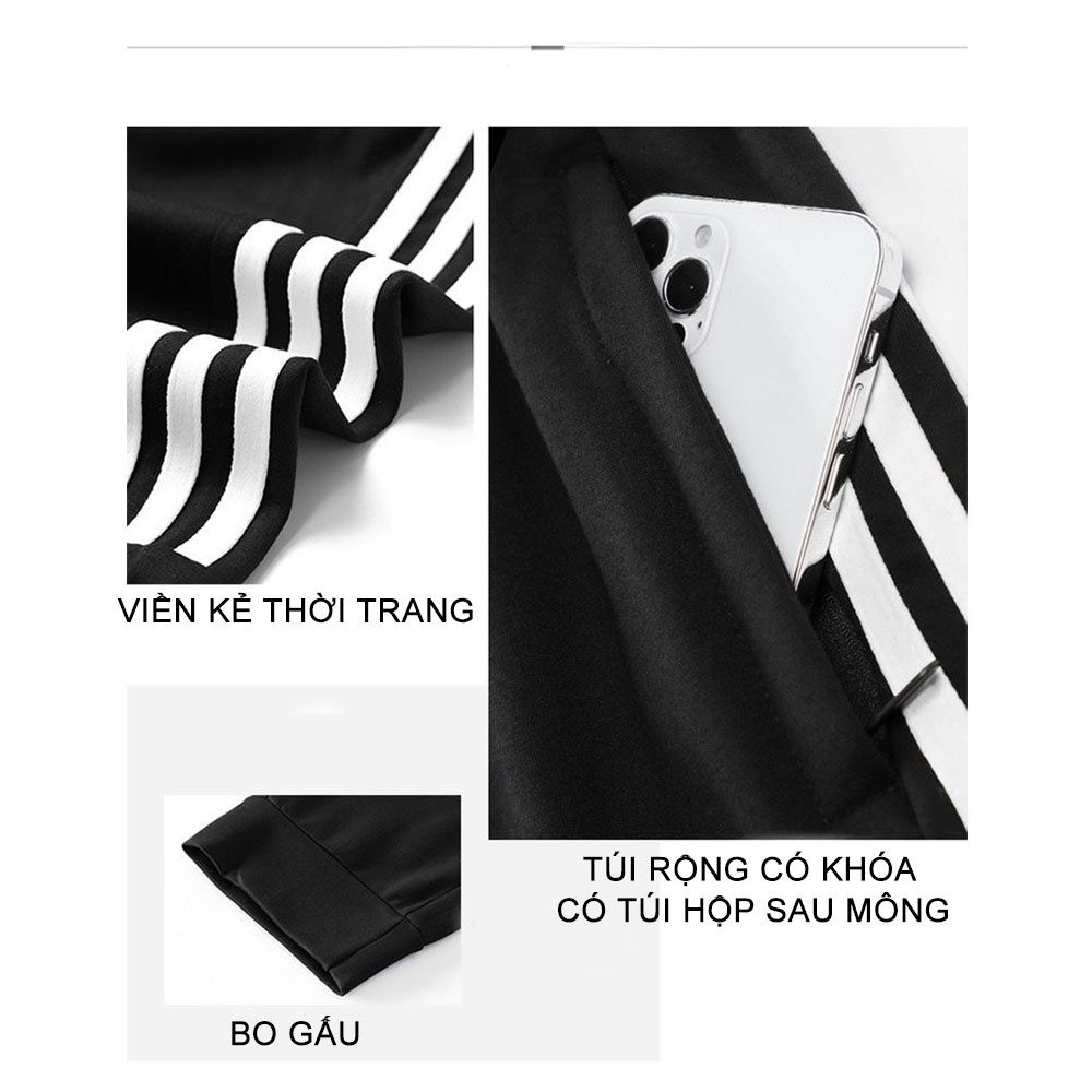 Quần Thể Thao U Mì 3 Sọc ANYAR - chất vải UMI Hàn Quốc, co giãn 4 Chiều có khóa túi - Phù hợp với cả Nam và Nữ