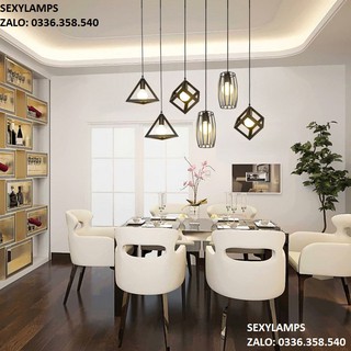 Đèn thả hình khối trang trí (hình tam giác, hình vuông, hình trụ)