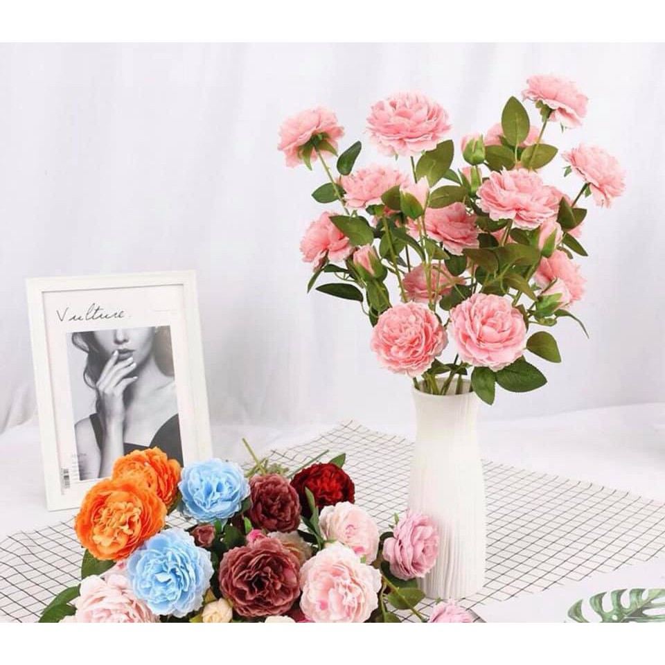 Hoa hồng mẫu đơn giả cành lớn - Trang trí - Trà quý tộc - Phụ kiện chụp ảnh - Bông cưới, để bàn