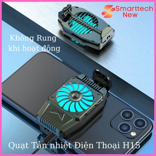 Quạt tản nhiệt cho điện thoại có thể sạc lại , Quạt tản nhiệt siêu mát chạy êm H15 dùng cho mọi điện thoại