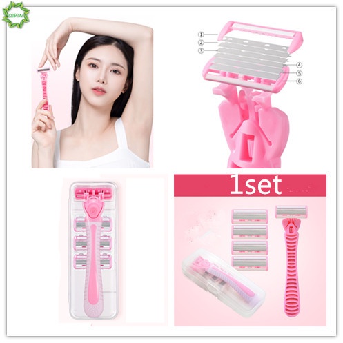 Dao cạo lông 6 lớp không đau an toàn cho nam và nữ kèm hộp đựng