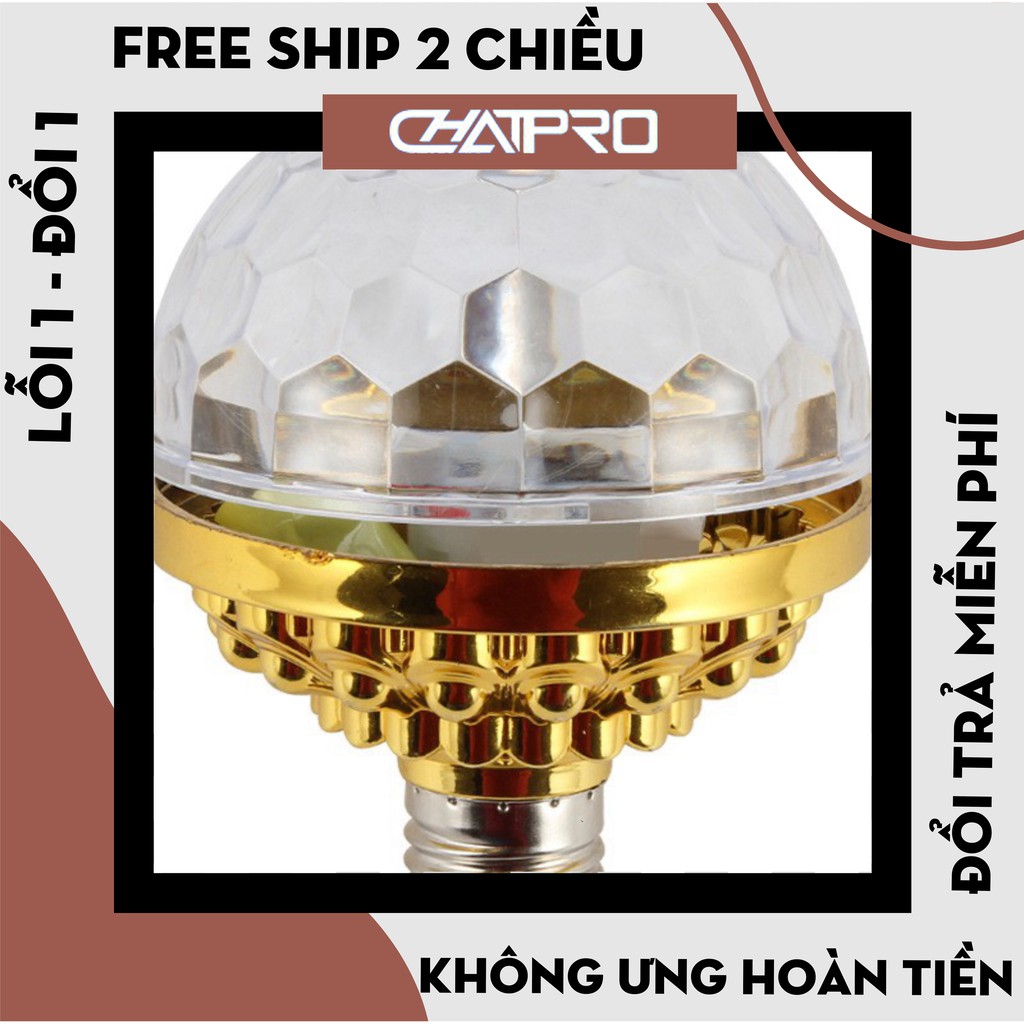 Đèn Led Nháy Chớp 7 Màu Tự Xoay Đui Tròn Cao Cấp Trang Trí Tết - Đèn Nháy Tết Laser Theo Nhạc Vũ Trường 7 Màu 5 Chế Độ