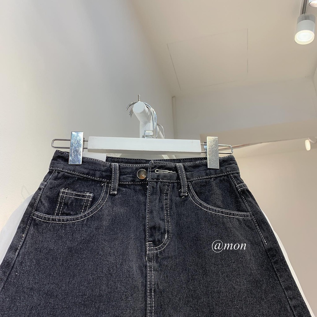 2101352 Chân váy jeans chữ a ulzzang basic cho nữ màu đen nhám có size phong cách hàn quốc | BigBuy360 - bigbuy360.vn