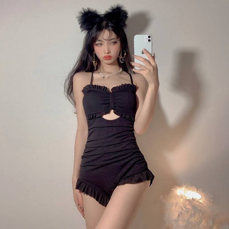 Swimwear Korean style INS thin cover belly fairy chest gather one-piece swimsuit | BigBuy360 - bigbuy360.vn