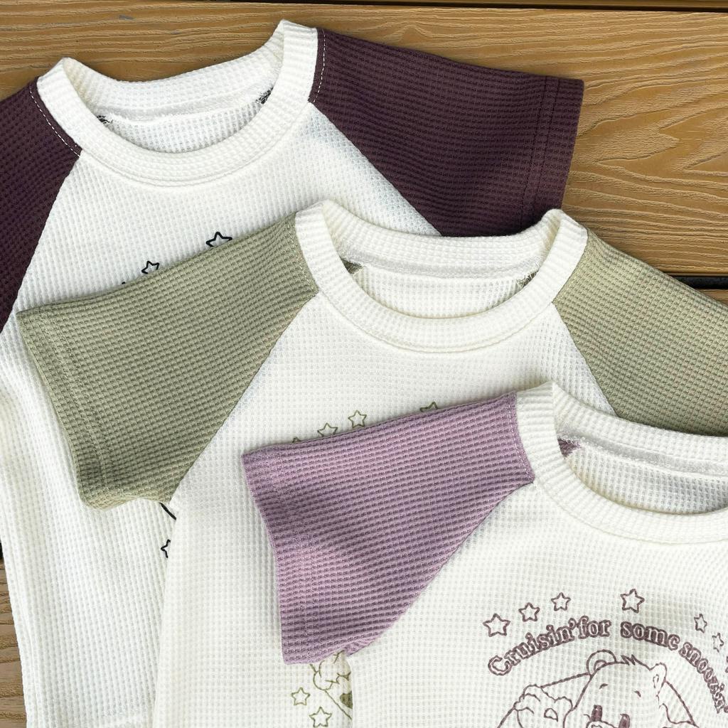 Bộ Áo Thun Tay Ngắn In Hoạt Hình Gấu + Quần Short Thời Trang Mùa Hè Cho Bé