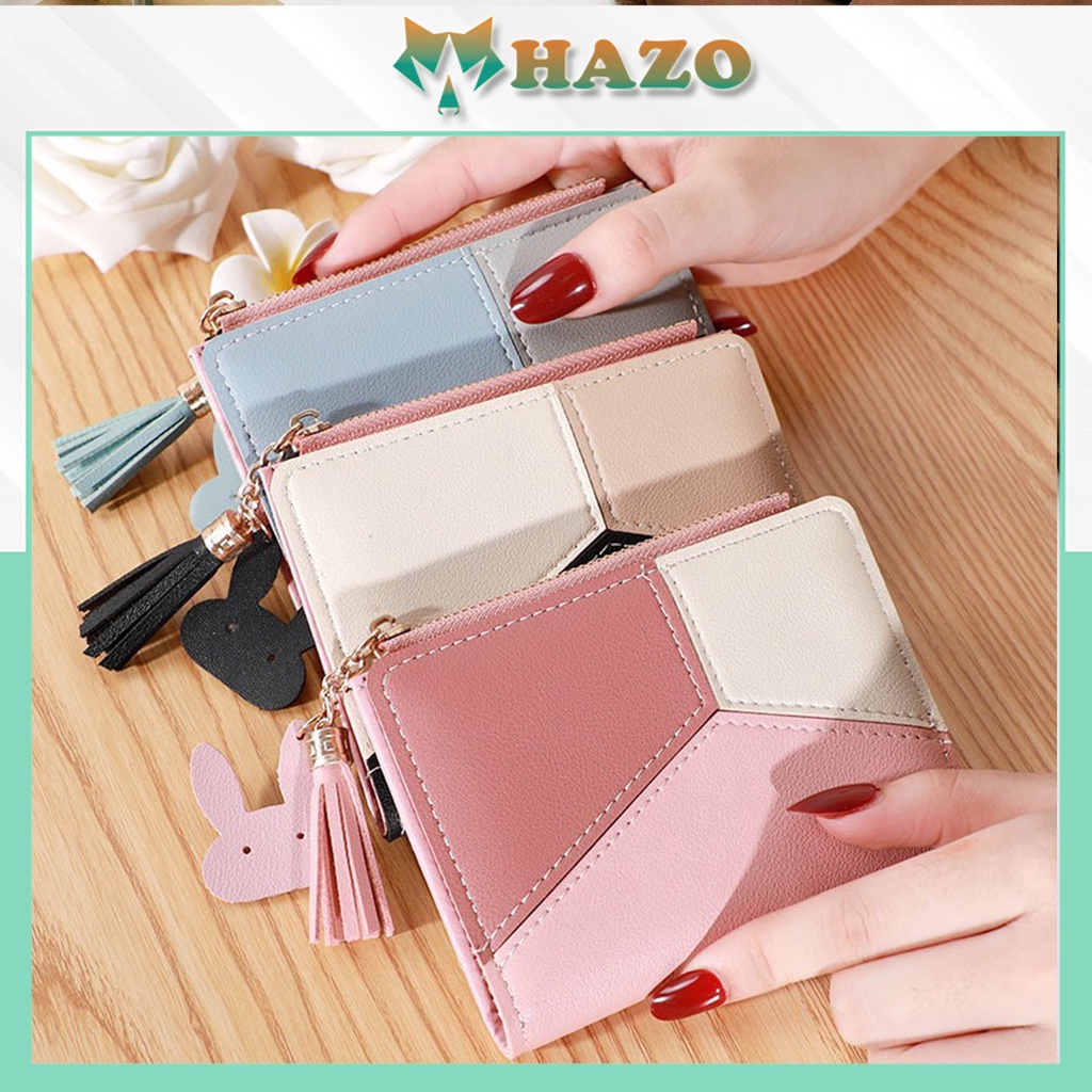 Ví Ngắn Nữ Cầm Tay Siêu Cấp Phối 3 Màu 544 Kiểu Dáng Dễ Thương Phong Cách Hàn Quốc - Hazo