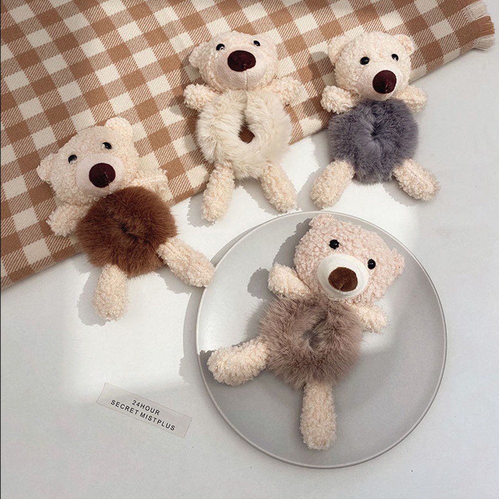 Dây Cột Tóc Co Giãn Phối Lông Nhung Nhiều Màu Dễ Thương Cho Nữ