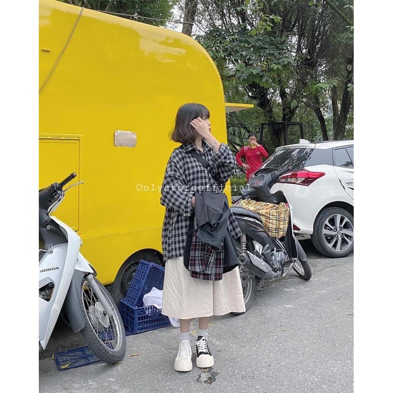 ÁO SƠ MI KẺ CARO ULZZANG / ÁO SƠ MI caro nhỏ FORM RỘNG OVERSIZE HOT