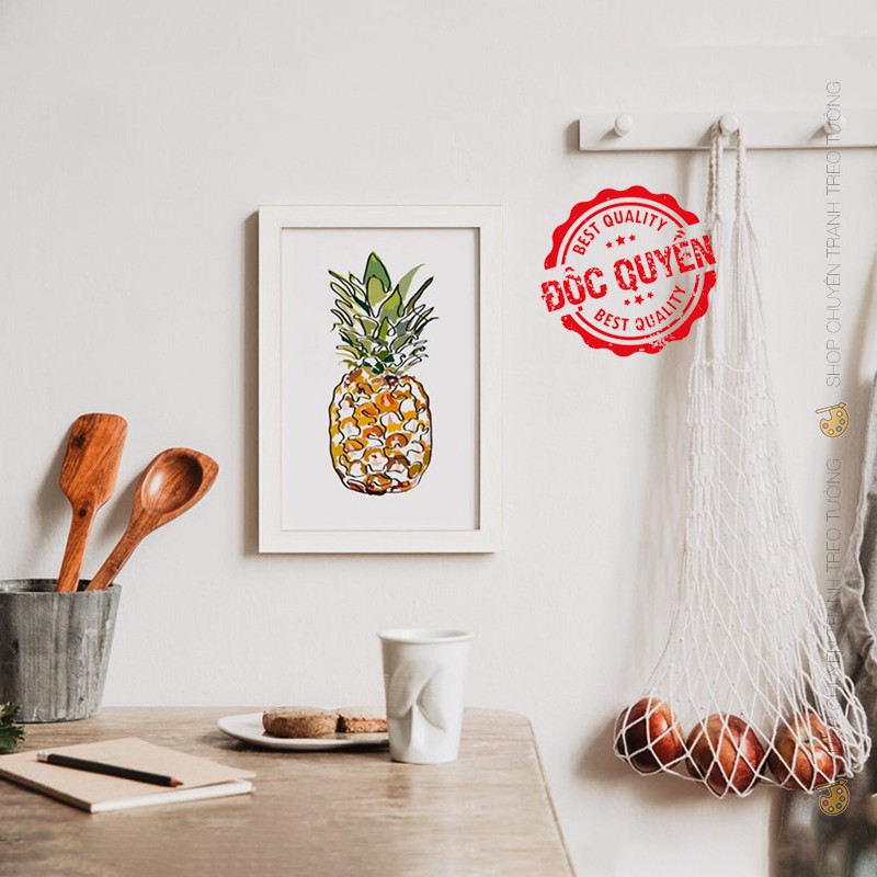 Tranh Treo Tường Hiện Đại - 1 Nét Vẽ Hình Trái Thơm - Viền Khung Composite Cao Cấp - Thích Hợp Decor Trang Trí Nhà Cửa