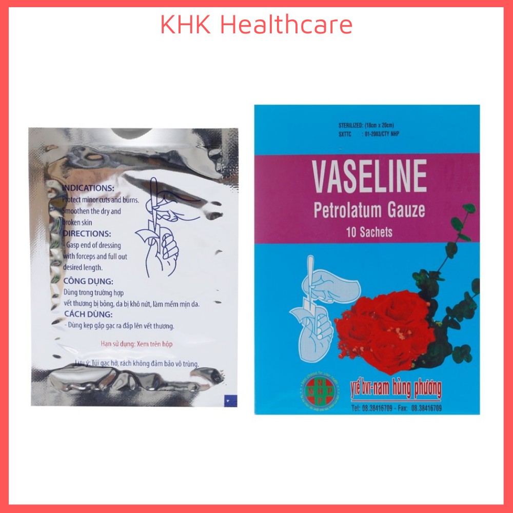 Gạc Vaseline Hùng Nam Phương hộp 10 miếng