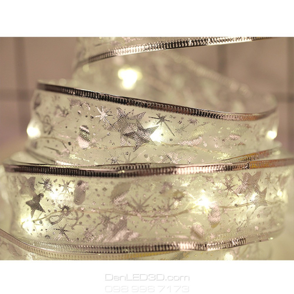Dây ruy băng đèn Led trang trí cây thông Noel và gói quà