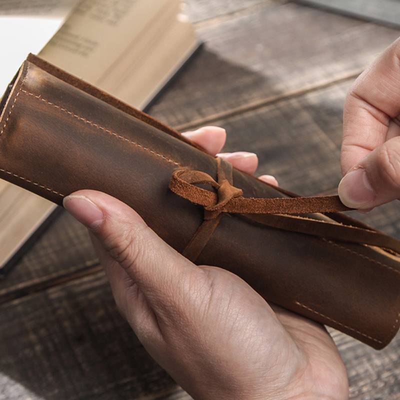 Túi Da Cuộn Đựng Bút Đa Năng Phong Cách Retro