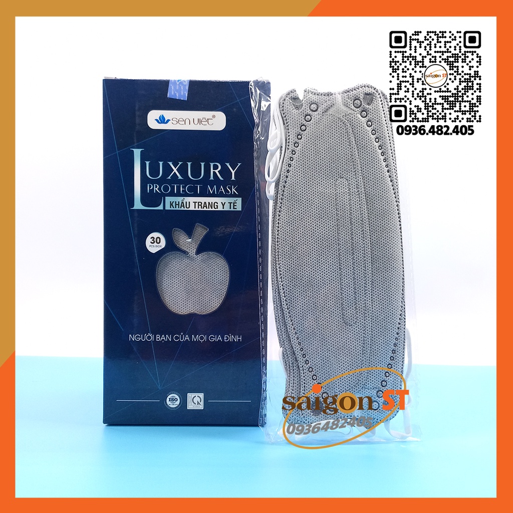 Khẩu trang y tế 4 lớp KF94 Sen Việt Luxury Protect Mask, hộp 30 cái khau trang 4D chính hãng, kháng khuẩn chống bụị