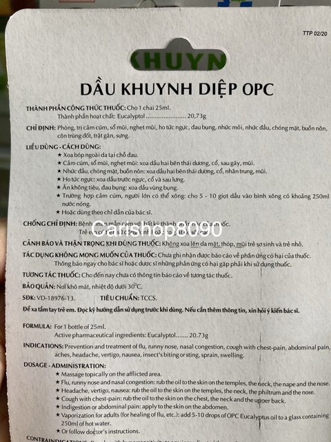 Dầu khuynh diệp opc