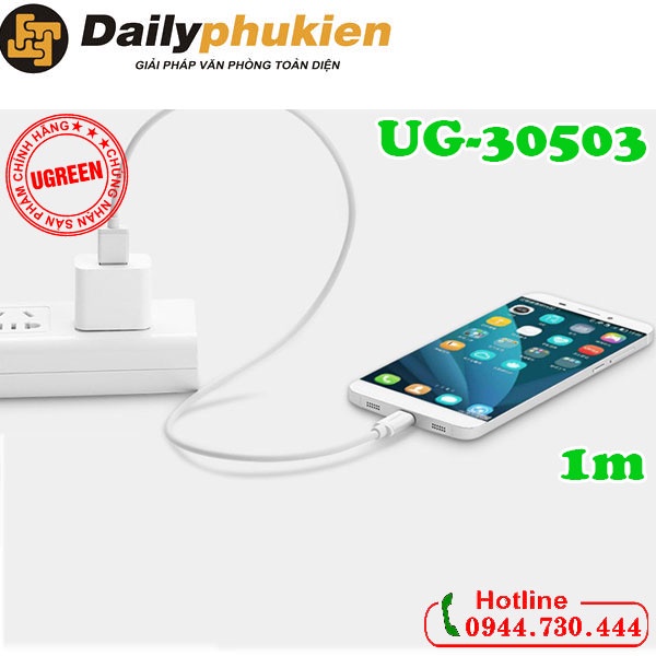 Cáp sạc điện thoại USB-C 1m UGREEN 30503 dailyphukien