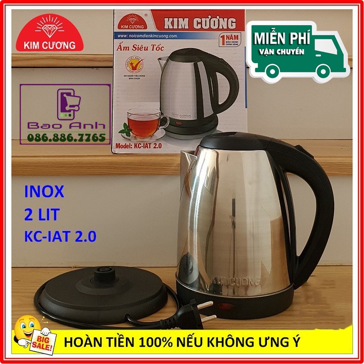 Ấm nấu Nước siêu tốc Kim Cương 2 lít, 1.8 lít