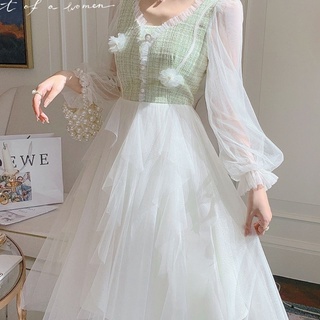 Đầm midi phối ren hoa màu trắng mới thanh lịch cho nữ