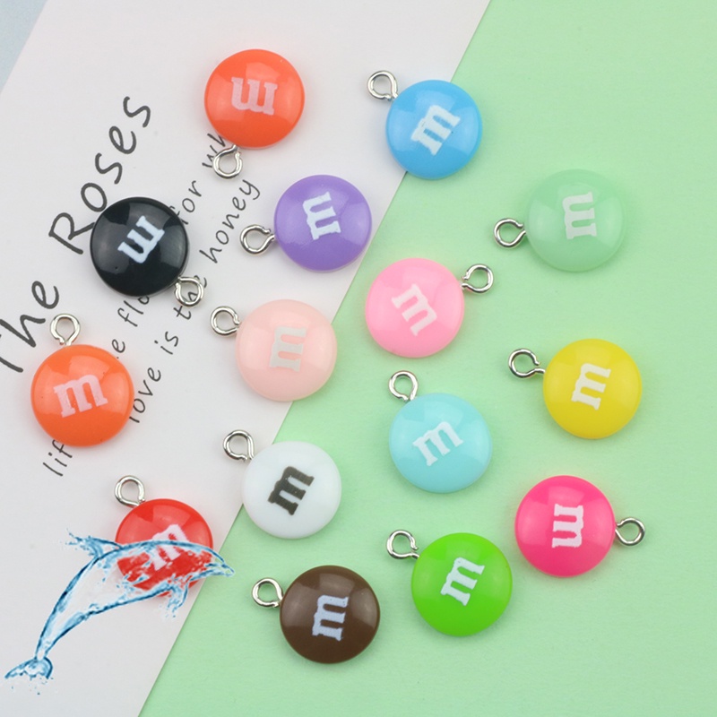 10pcs Mặt Dây Chuyền Nhựa resin Hình Hạt Đậu Tròn diy
