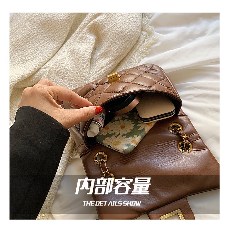 Túi đeo chéo JASMIN NOIR dáng vuông nhỏ họa tiết kẻ ô hình thoi dập nổi phong cách retro thời trang cho nữ
