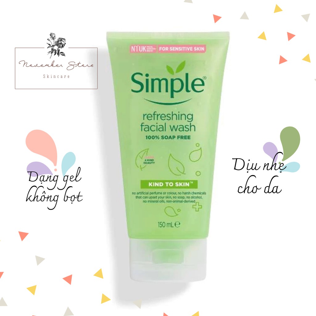 Sữa Rửa Mặt Dạng Gel Simple Refreshing Facial Wash 150ml | BigBuy360 - bigbuy360.vn