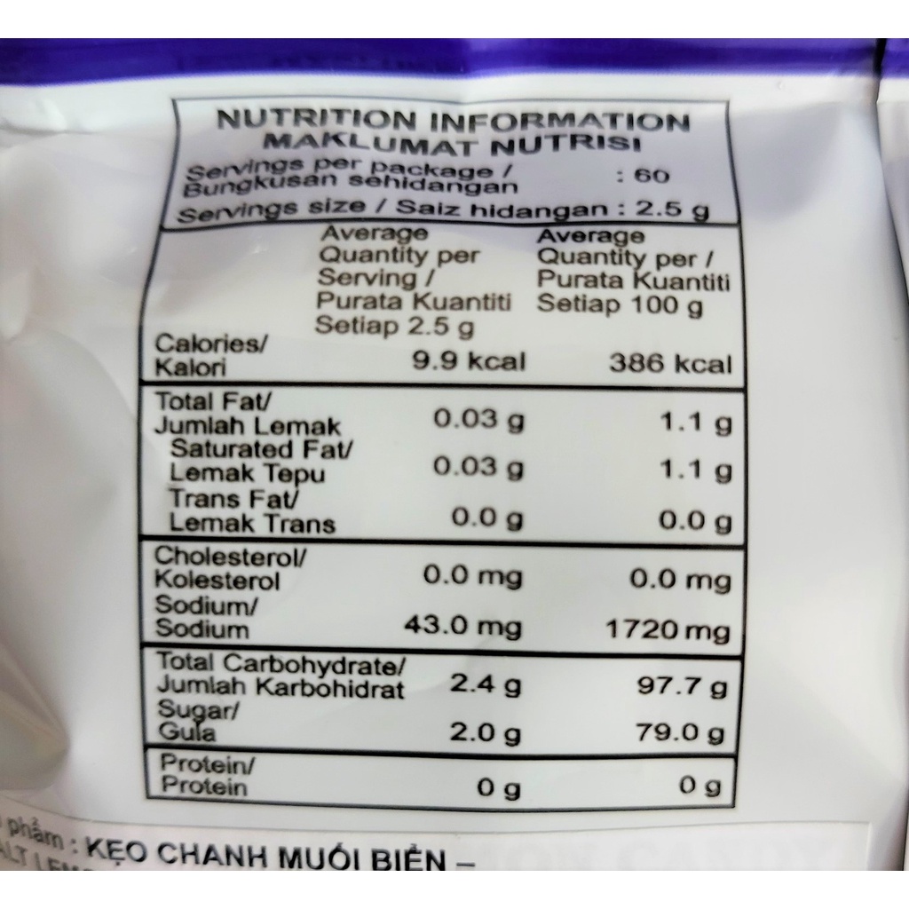 [Túi 150g] KẸO CHANH MUỐI BIỂN [Malaysia] NICKO JEEP Sea Salt Lemon Candy (halal)