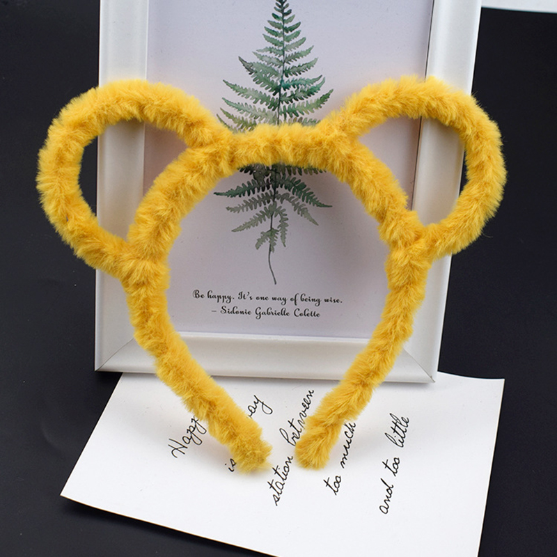 【cfh】Lovely Cat/Rabbit Ear Hairband Faux Fur Color Plush Hairband Hair Accessories