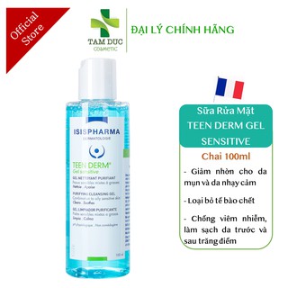 TEEN DERM GEL SENSITIVE [Chai 100ml] - Gel Rửa Mặt Ngừa Mụn Cho Da Nhạy Cảm Teenderm Gel - ISIS Pharma