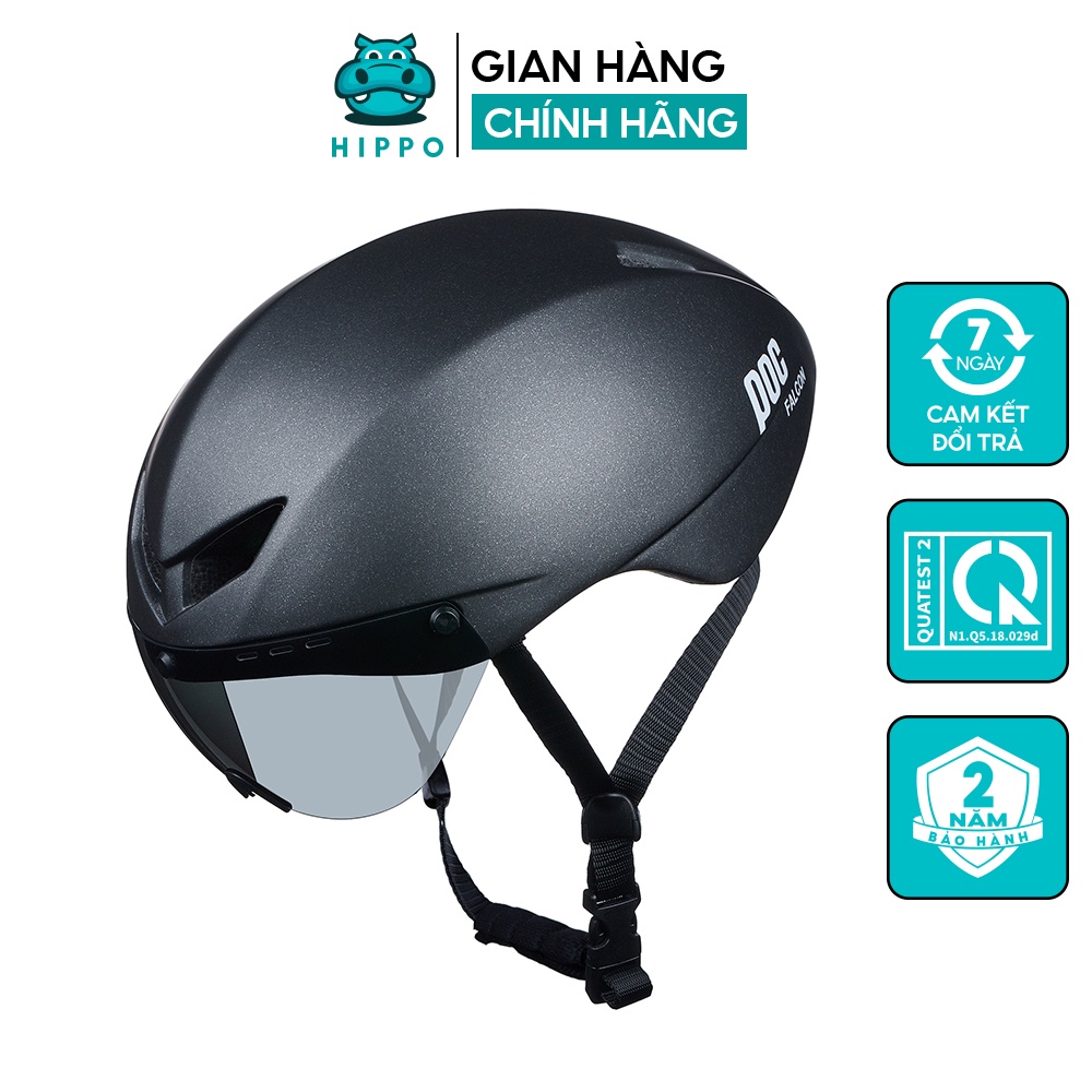 Mũ bảo hiểm xe đạp thể thao Poc Falcon siêu nhẹ Matte Gun màu đen nhám - HIPPO HELMET