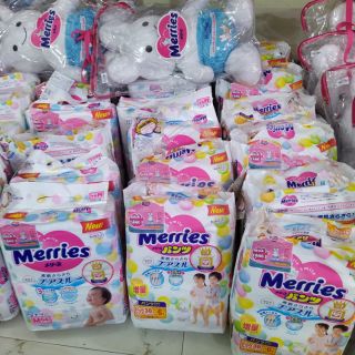 Tã Bỉm MERRIES nhập khẩu Nhật Bản NB90/S82/M64/L54/XL44/M58/L44/XL38/XXL