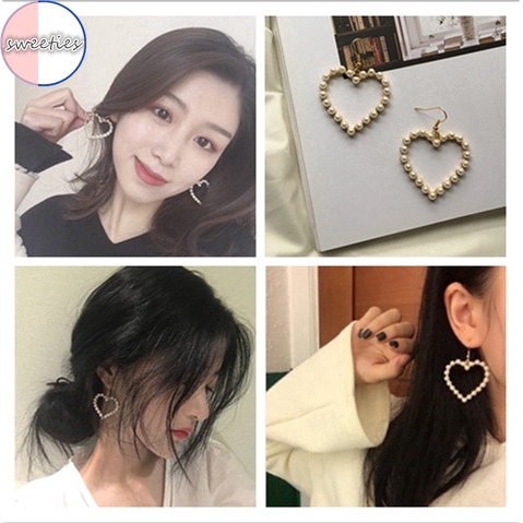 Khuyên tai hình trái tim kết hạt ngọt ngào đẹp mắt cho nữ
