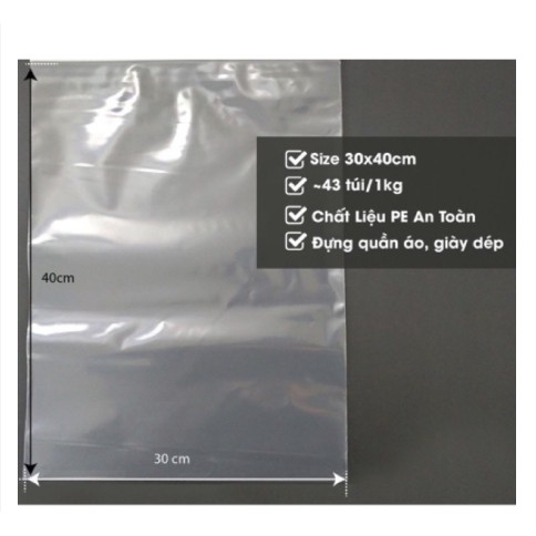 1 kg túi ZIPPER chỉ đỏ 30x40cm