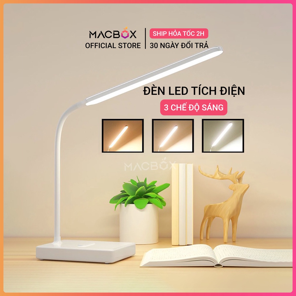 Đèn học để bàn chống cận 3 chế độ ánh sáng - Đèn bàn Led tích điện đa năng hỗ trợ đọc sách, làm việc, trang trí