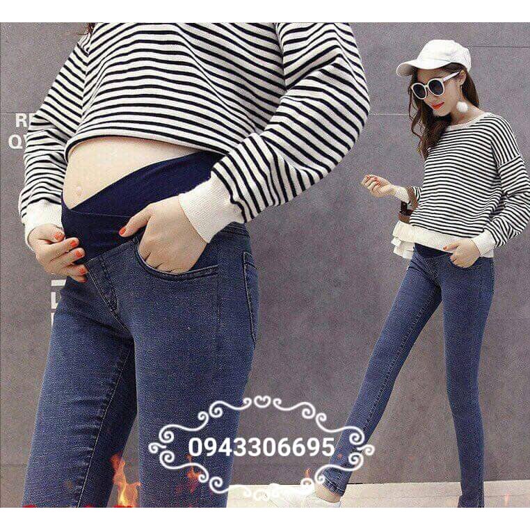 Quần bầu jean thật cạp chéo có chun chỉnh