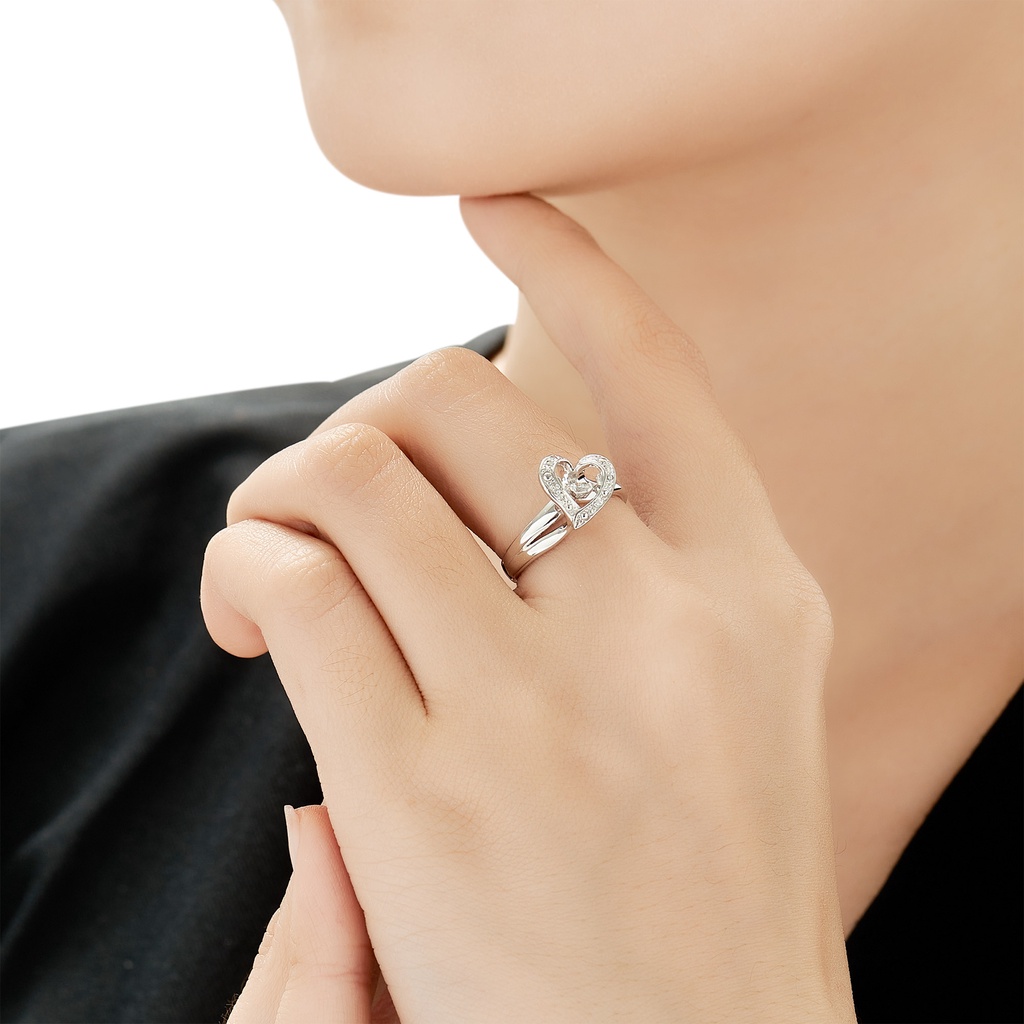 Nhẫn bạc đính đá ECZ PNJSilver hình trái tim XMXMW060005
