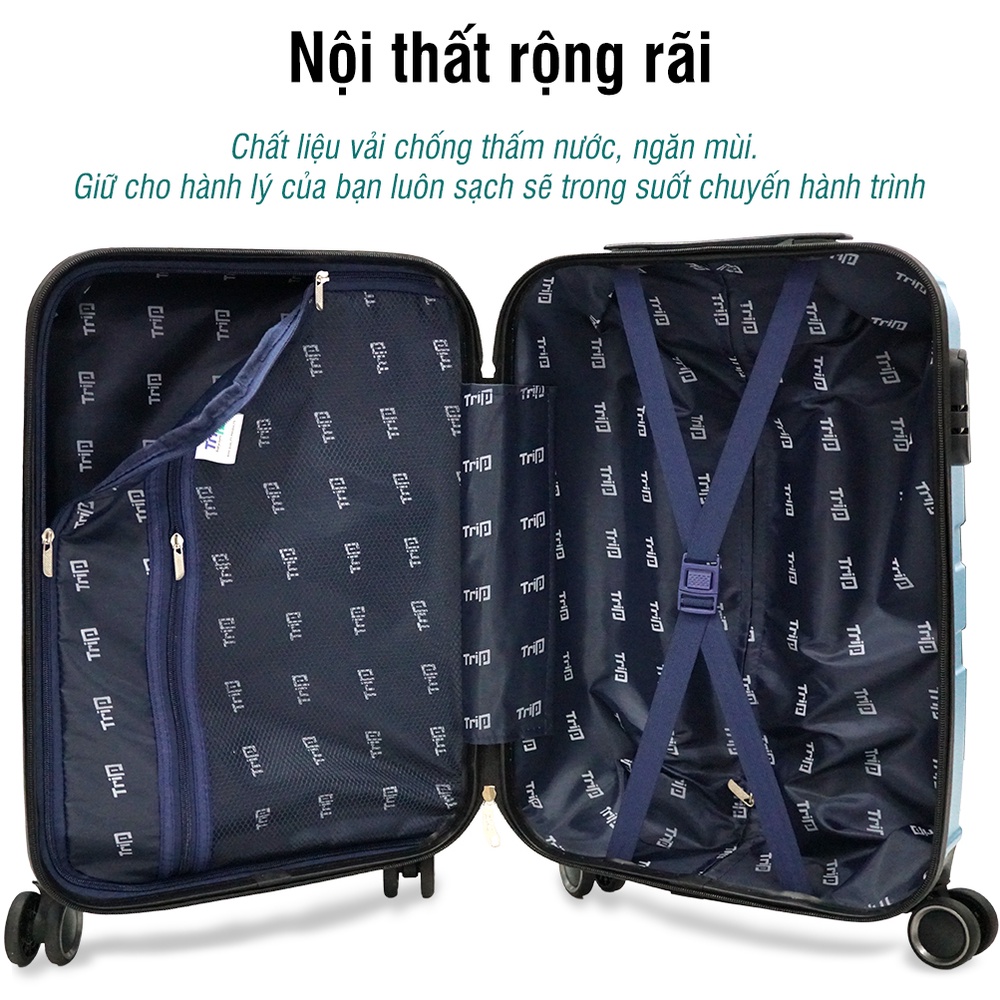 Vali nhựa TRIP P12 size 20inch xách tay lên máy bay bảo hành 5 năm chính hãng, 1 đổi 1 trong 12 tháng