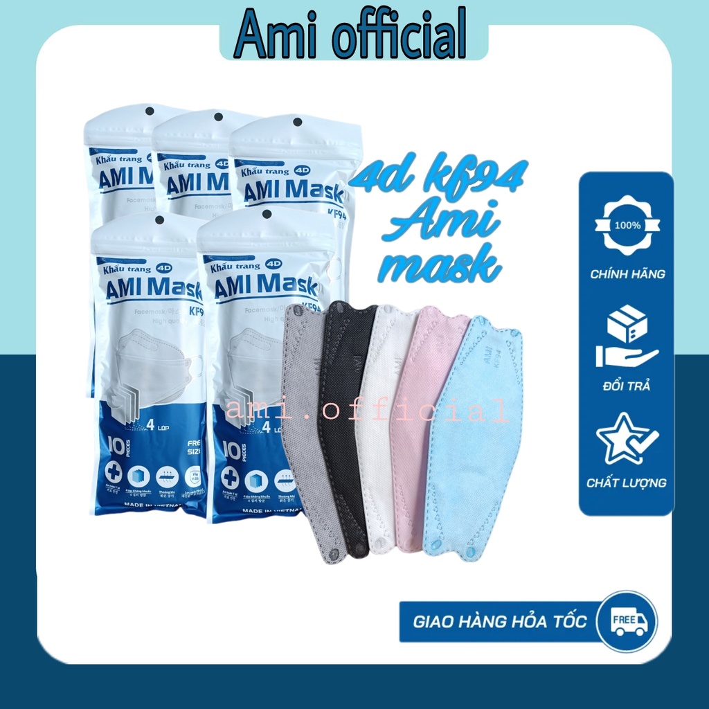 Khẩu trang KF94 chống bụi mịn (100 chiếc)- Ami oficial