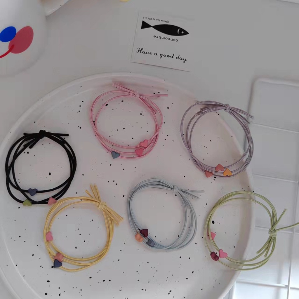 DÂY CỘT TÓC TRÁI TIM NHIỀU MÀU SẮC NHỎ XINH PHONG CÁCH HÀN QUỐC